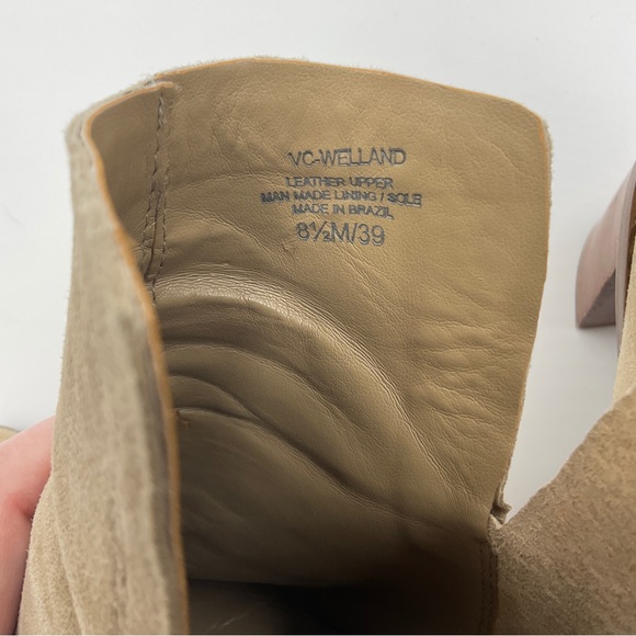 Vince Camuto Welland Tuscan Suede Point Toe Block Heel Ankle Bootie Tortilla 8.5 - Picture 6 of 16